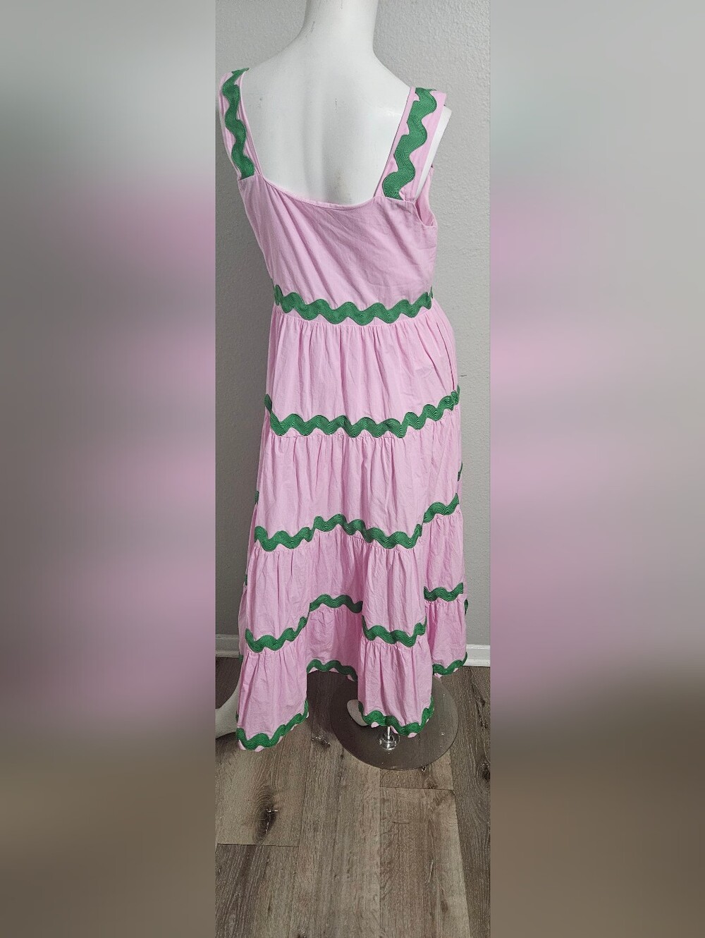 Merci Pink & Green Ric Rac Maxi Dress Size S - Picture 5 of 8